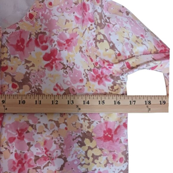 Merona Floral Print Cardigan Sweater Cotton Blend 3/4 Sleeves Mukticolor Small - Picture 5 of 10